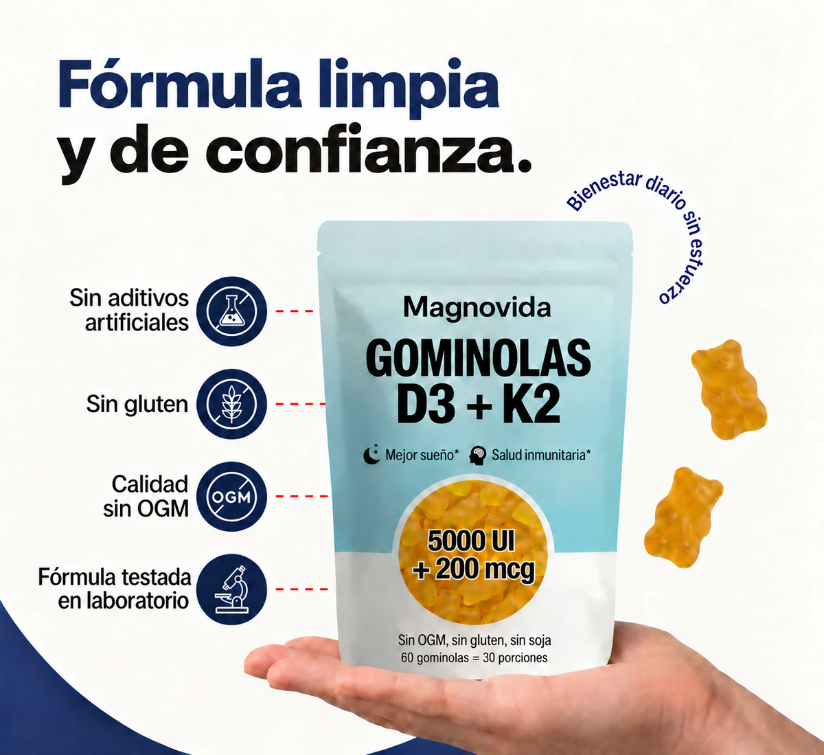 Gominolas D3 + K2 Magnovida: fórmula limpia y de confianza