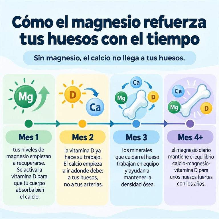 Infografía: cómo el magnesio refuerza tus huesos con el tiempo