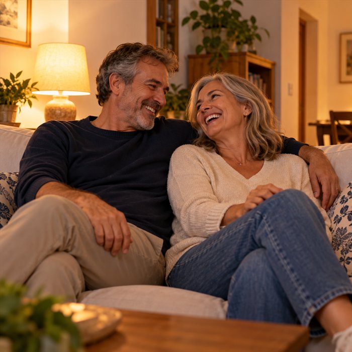 Pareja feliz y con energía